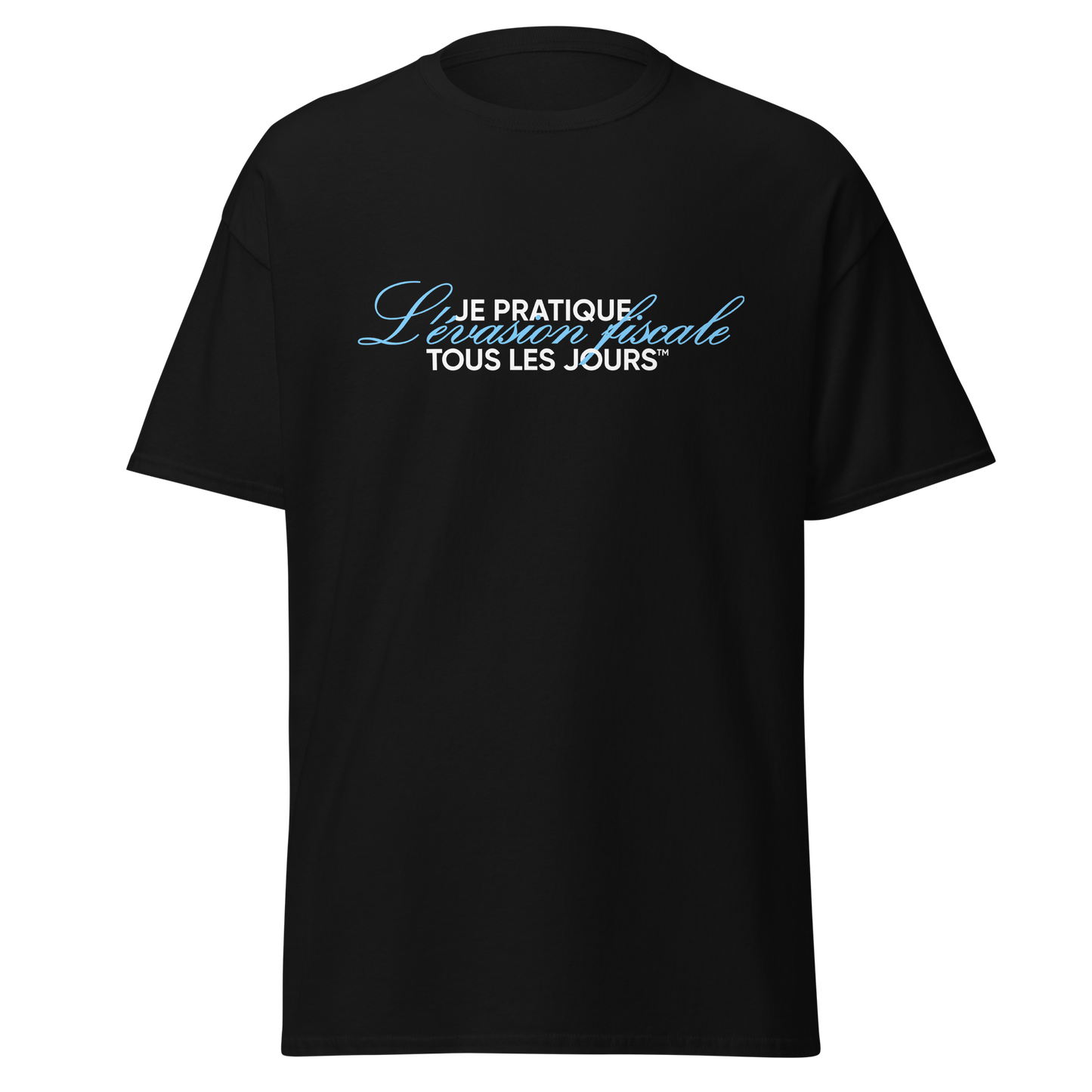 T-shirt "Je pratique l'évasion fiscale" Bleu