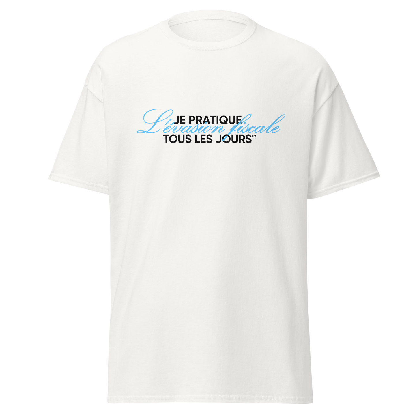 T-shirt "Je pratique l'évasion fiscale" Bleu