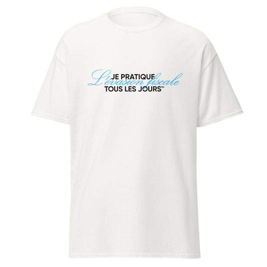 T-shirt "Je pratique l'évasion fiscale" Bleu