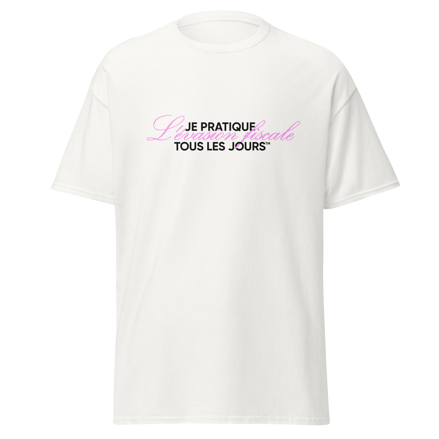 T-shirt "Je pratique l'évasion fiscale" Rose