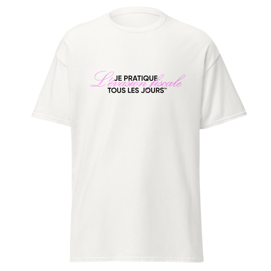 T-shirt "Je pratique l'évasion fiscale" Rose